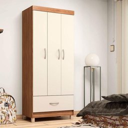 Guarda Roupa Solteiro Ambiente Prince Amêndola Touch Off White - Demóbile - 4