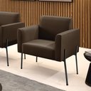 Ver imagem 2 de Poltrona Pé de Ferro Preto para Sala Marisa Suede Marrom D03 - D'Rossi