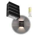 Ver imagem 1 de Arandela Slim Alumínio 3 Frisos Externa Preta + LED G9 5W Branco Frio ST2772