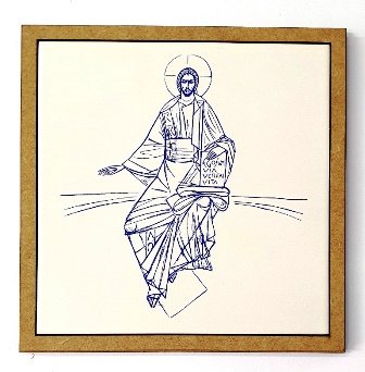 Quadro Cristo Pantocrator 22cm x 22cm- Cláudio Pastro - 1