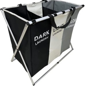 Cesto de Roupa Suja Dobrável Sky-touch 3 Divisórias Grande