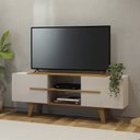 Ver imagem 1 de Rack para TV até 65 Polegadas 154CMX59CM 2 Portas Vila Marrom Off White