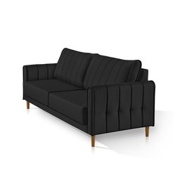 Sofá Living Biagio 1,70m Veludo Pés Madeira Espuma D-28:preto - 3