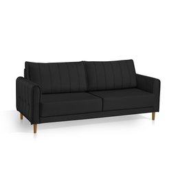 Sofá Living Biagio 1,70m Veludo Pés Madeira Espuma D-28:preto - 2