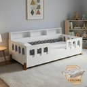 Ver imagem 2 de Cama Montessoriana Completa Nina com Colchão com Enxoval e Trança 2,5m - Cinza
