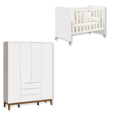 Ver imagem 2 de Quarto de Bebê Berço Evolution + Guarda Roupa Infantil 4P e 3g Branco Classic