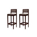 Ver imagem 2 de Kit 2 Banquetas Assento Encosto Estofado em Linho Hellen:imbuia com Linho Marrom