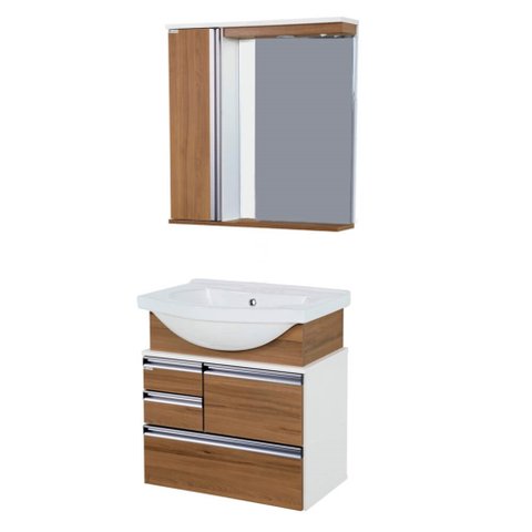 Conjunto para Banheiro com Espelheira Firenze 63,5cm Nogal Sevilha Aj Rorato 574029