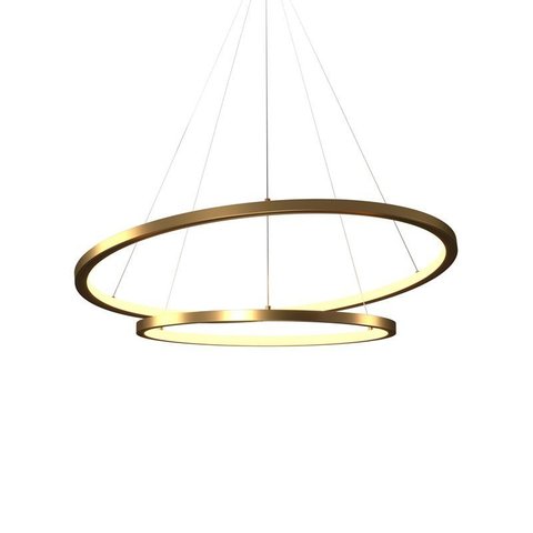 Lustre Pendente Orluce Tabat Or1790 com 2 Aros 60/40cm Dourado Led Bivolt