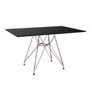 Ver imagem 1 de Mesa Eiffel Retangular 120x75 Tampo de Madeira Preto com Base de Ferro Cobre