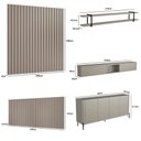 Ver imagem 2 de Kit para Sala de Estar com Buffet e Painel 6 Portas 2 Prateleiras MDF e Metal Grigio com Preto