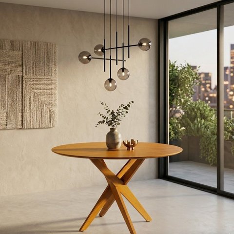 Mesa de Jantar Redonda Madeira Maciça 4 Lugares 100cm Lisboa