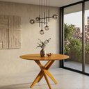 Ver imagem 1 de Mesa de Jantar Redonda Madeira Maciça 4 Lugares 100cm Lisboa