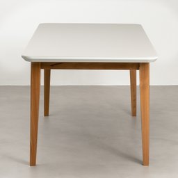 Mesa de Jantar 6 Lugares 1,60m Tampo MDF e Vidro Pés Madeira Maciça Tangará CabeCasa MadeiraMadeira - 8