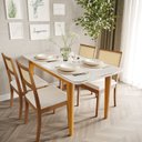 Ver imagem 3 de Mesa de Jantar 6 Lugares 160cm com Tampo MDF e Vidro Tangará CabeCasa MadeiraOriginals Marrom
