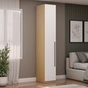 Ver imagem 1 de Guarda Roupa Modulado 40 Cm 1 Porta com Prateleiras 100% Mdf Cor:savana com Branco