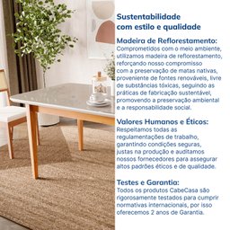 Mesa de Jantar 8 Lugares 2,10m Tampo MDF e Vidro Pés Madeira Maciça Tangará CabeCasa MadeiraMadeira - 6