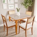 Ver imagem 7 de Mesa de Jantar Quadrada 4 Lugares 95cm Tampo MDF e Vidro Tangará CabeCasa MadeiraOriginals Marrom