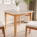 Ver imagem 1 de Mesa de Jantar Quadrada 4 Lugares 95cm Tampo MDF e Vidro Tangará CabeCasa MadeiraOriginals Marrom