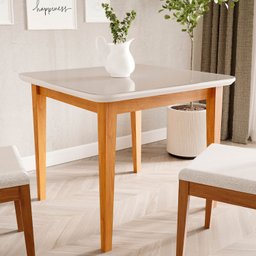 Mesa de Jantar Quadrada 4 Lugares 95cm Tampo MDF e Vidro Tangará CabeCasa MadeiraOriginals - 1 Mesa de Jantar Quadrada 4 Lugares 95cm Tampo MDF e Vidro Tangará CabeCasa MadeiraOriginals - 1