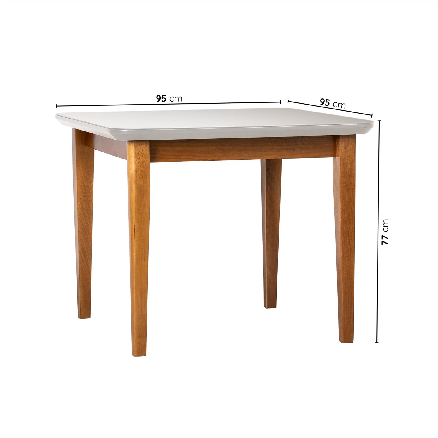 Mesa de Jantar Quadrada 4 Lugares 95cm Tampo MDF e Vidro Tangará CabeCasa MadeiraMadeira - 3