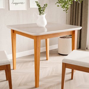 Mesa de Jantar Quadrada 4 Lugares 95cm Tampo MDF e Vidro Tangará CabeCasa MadeiraMadeira