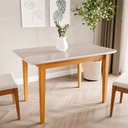 Ver imagem 1 de Mesa de Jantar 4 Lugares 130cm com Tampo MDF e Vidro Tangará CabeCasa MadeiraOriginals