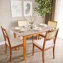 Ver imagem 2 de Mesa de Jantar 4 Lugares 130cm com Tampo MDF e Vidro Tangará CabeCasa MadeiraOriginals Marrom