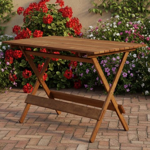 Mesa Dobrável 120x70cm em Madeira Nobre Maciça
