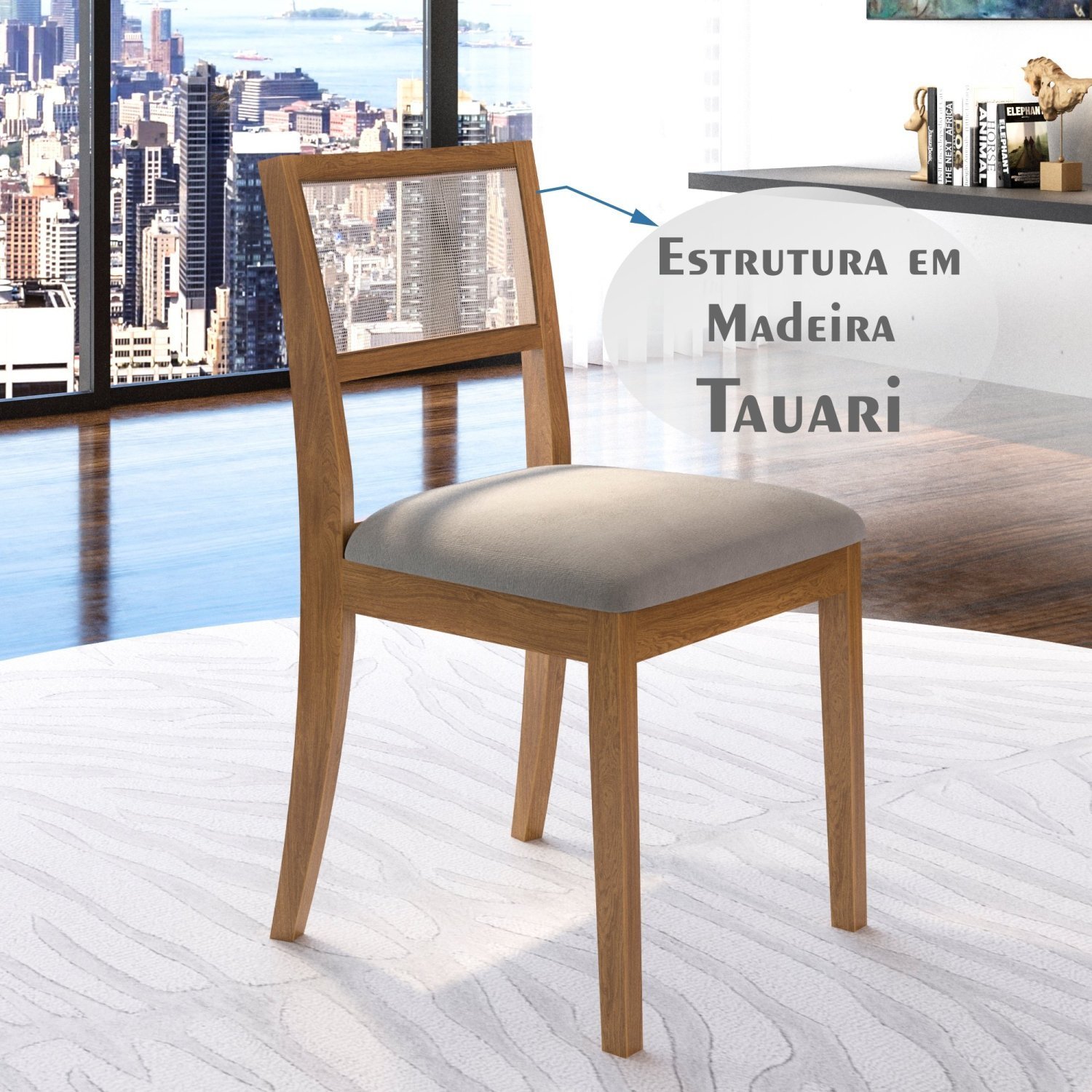 Conjunto Sala de Jantar Mesa 110x110cm Vidro com 4 Cadeiras Jasper Ônix  - 6