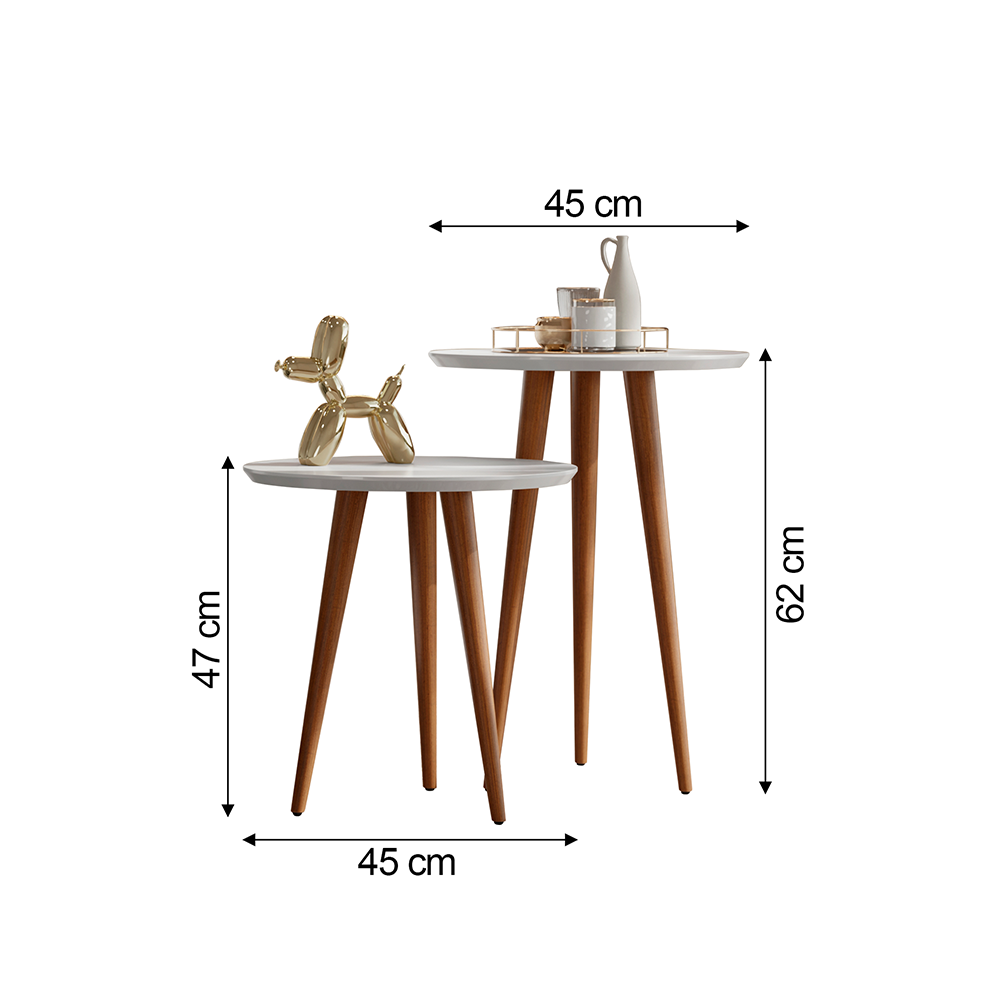 Conjunto de Mesas: Lateral e Apoio Pés Retrô Bella:branco - 2