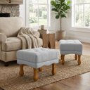 Ver imagem 1 de Kit 2 Puffs Duque Bouclé Premium de Luxo Elegantes para Sala Quarto Decoração Pés Luiz Xv Castanho