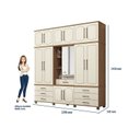 Ver imagem 3 de Guarda Roupa 13 Portas 7 Gavetas Contemporâneo Off White/Jatobá/Areia