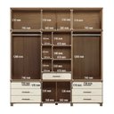 Ver imagem 4 de Guarda Roupa 13 Portas 7 Gavetas Contemporâneo Off White/Jatobá/Areia