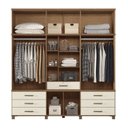 Ver imagem 2 de Guarda Roupa 13 Portas 7 Gavetas Contemporâneo Off White/Jatobá/Areia