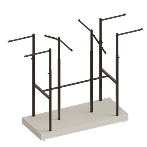Expositor Arara De Centro Modelo Robust 8 Braços Base Em MDF Comac Branco/Preto