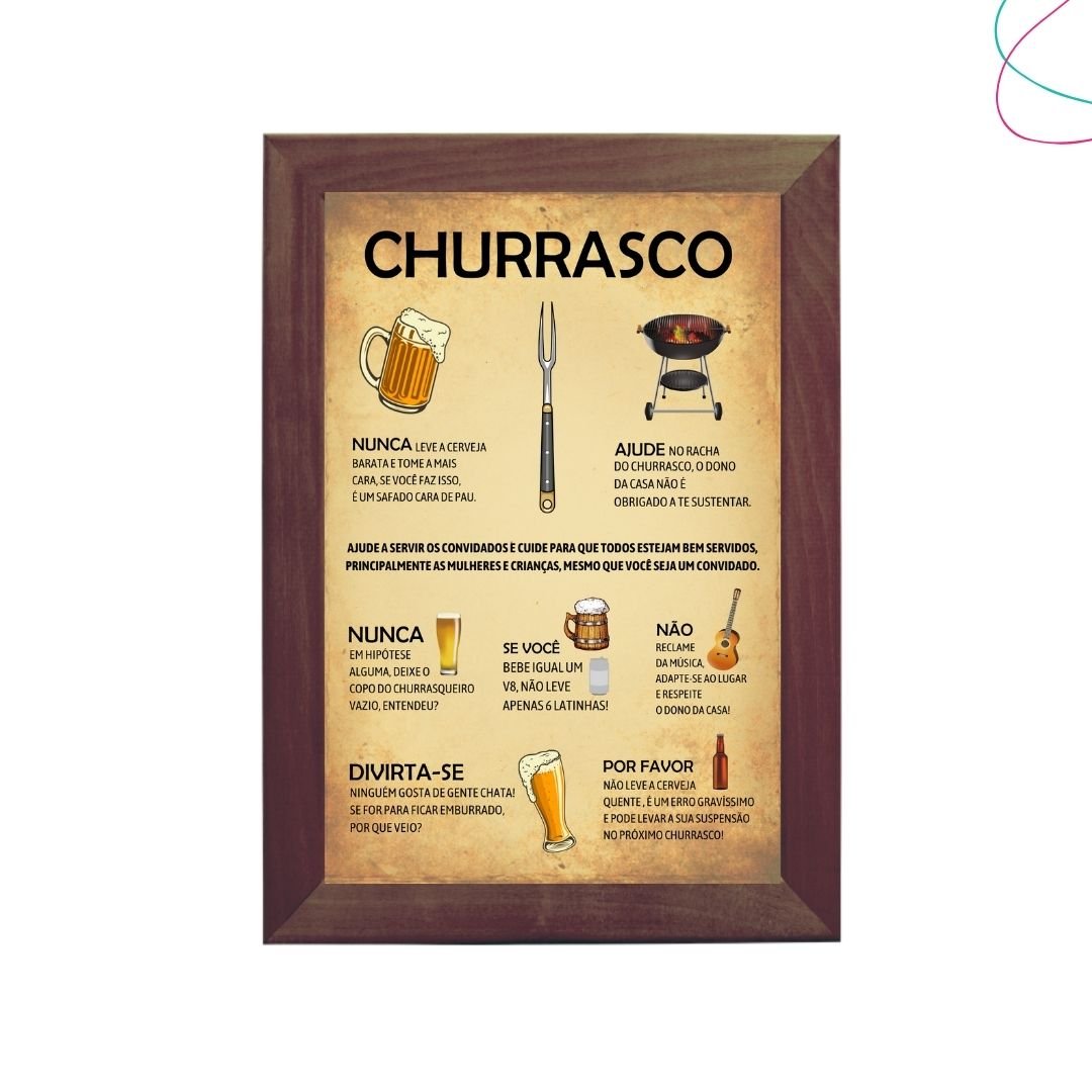 Quadro Manual do Churrasco area gourmet churrasqueira:Branca - 4