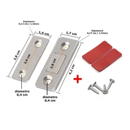 Kit 4 Chapinhas Magnética Prata Imã Manter Porta Armário Gaveta Fechada Facil Negocio Importadora Gx - 2