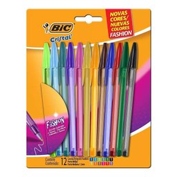 Kit Caneta Esferográfica Cristal Fashion 9308871 1.2mm 12 Cores - Bic - 1