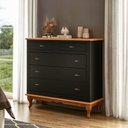 Ver imagem 1 de Cômoda Clássico Pés Luiz Vx 5 Gavetas Preto - Imbuia