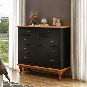 Cômoda Clássico Pés Luiz Vx 5 Gavetas Preto - Imbuia