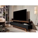 Ver imagem 1 de Rack Retrô Tv até 72 Polegadas Pés de Madeira 3 Gavetas 4 Nichos Vivare Wood 1.80:black/freijó