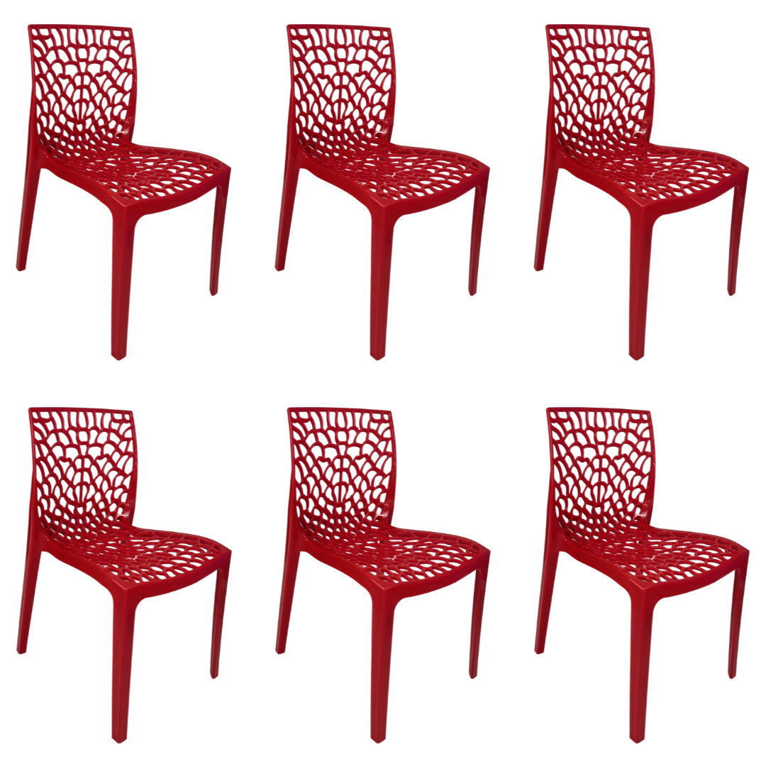 Cadeira Gruvyer Vermelha - kit com 6 - 1