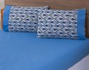 Ver imagem 2 de Jogo Lençol 4 Peças Cama Viúva 1,88mx1,28mx25cm 100% Algodão 180 Fios Losangos Azul