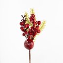 Ver imagem 1 de Kit 8 Ramo Frutas Vermelhas Artificial Decoração Natal 28cm