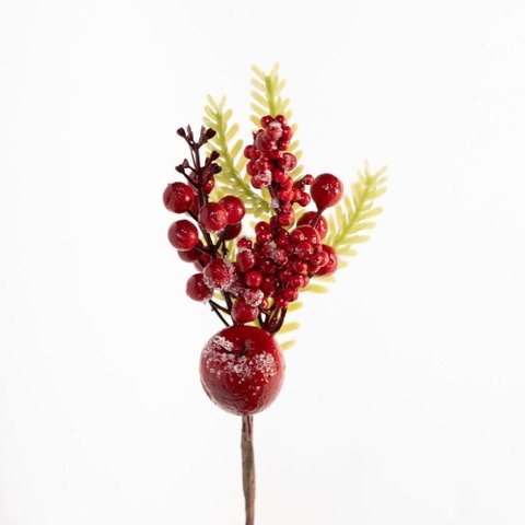 Kit 8 Ramo Frutas Vermelhas Artificial Decoração Natal 28cm