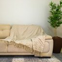 Ver imagem 2 de Xale Manta Para Sofá E Poltrona Luxo 2 Lugares Estampada Paris Bege