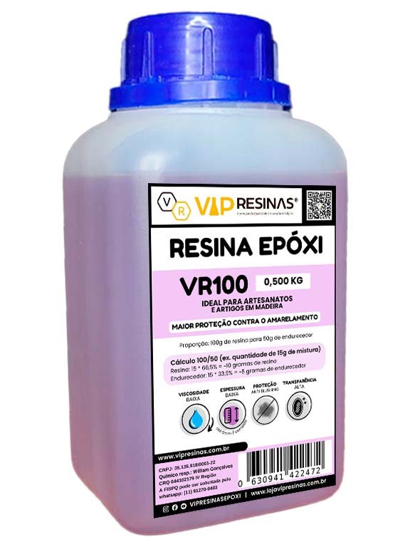 Resina Epóxi + Endurecedor Vr100 Uv 0,750kg Baixa Espessura