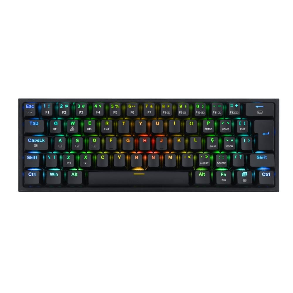 Teclado Mecânico Gamer sem Fio Redragon Fizz Pro - Abnt2 - Rgb - Switch Azul - K616-rgb-b