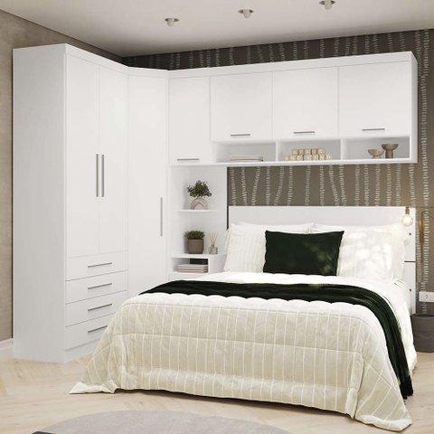 Quarto de Canto Queen com Guarda Roupas Cabeceira Alpes Luciane Móveis
